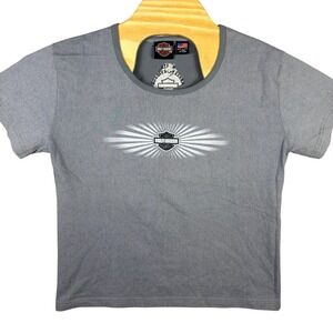 Harley Davidson Womens Large Gray Graphic Shirt Kents Abilene TX Made In USA